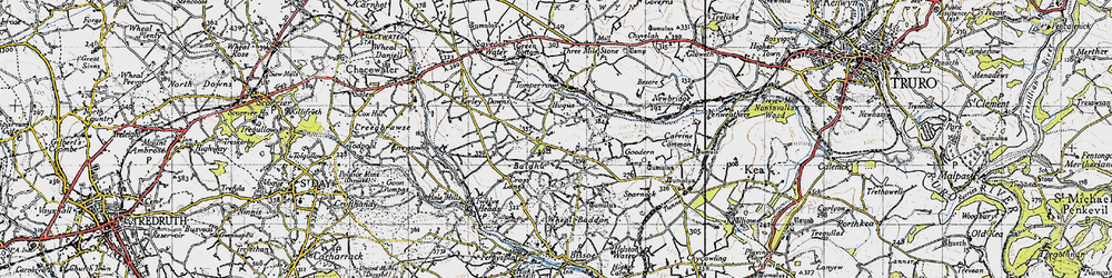 Old map of Hugus in 1946