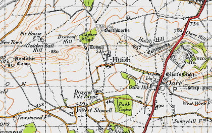 Old map of Huish in 1940
