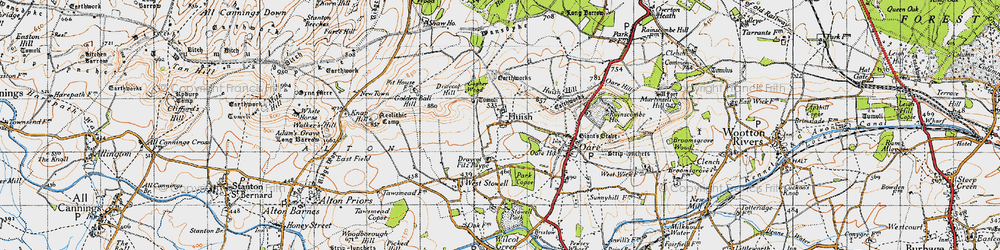 Old map of Huish in 1940