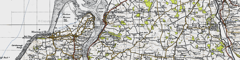Old map of Huish in 1946
