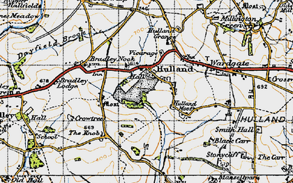 Old map of Hulland Village in 1946