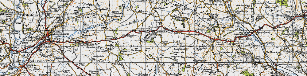 Old map of Hulland Village in 1946