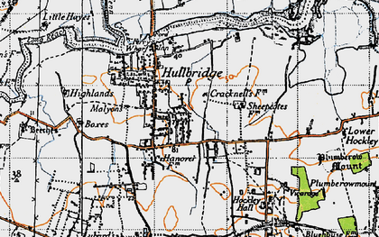 Old map of Hullbridge in 1945