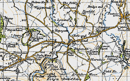 Old map of Archford Moor in 1947