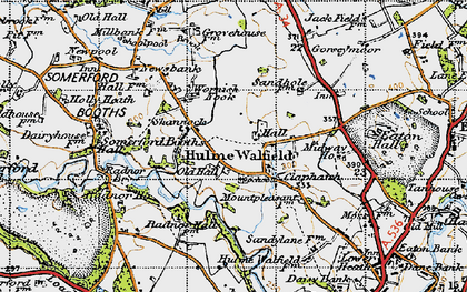 Old map of Hulme Walfield in 1947