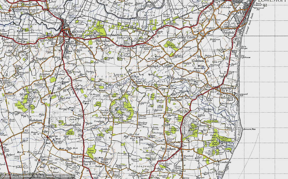 Old Map of Historic Map covering Brier Wood in 1946