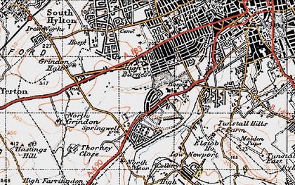 Old map of Humbledon in 1947