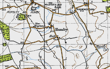 Old map of Humby in 1946