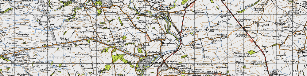 Old map of Leazes Head in 1947