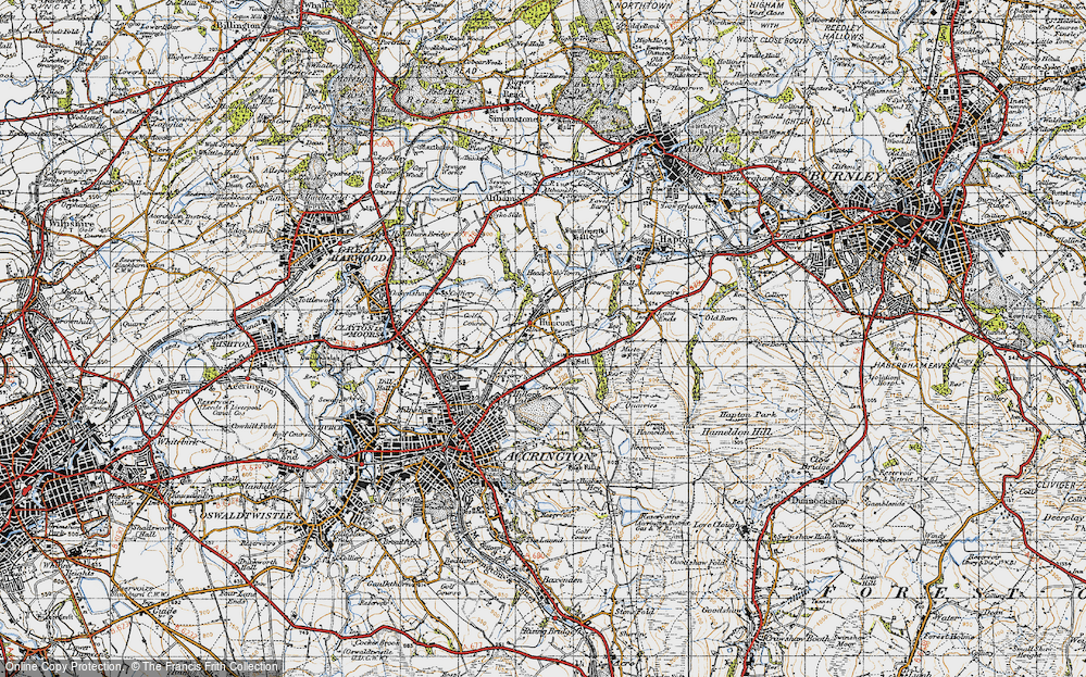 Old Map of Huncoat, 1947 in 1947