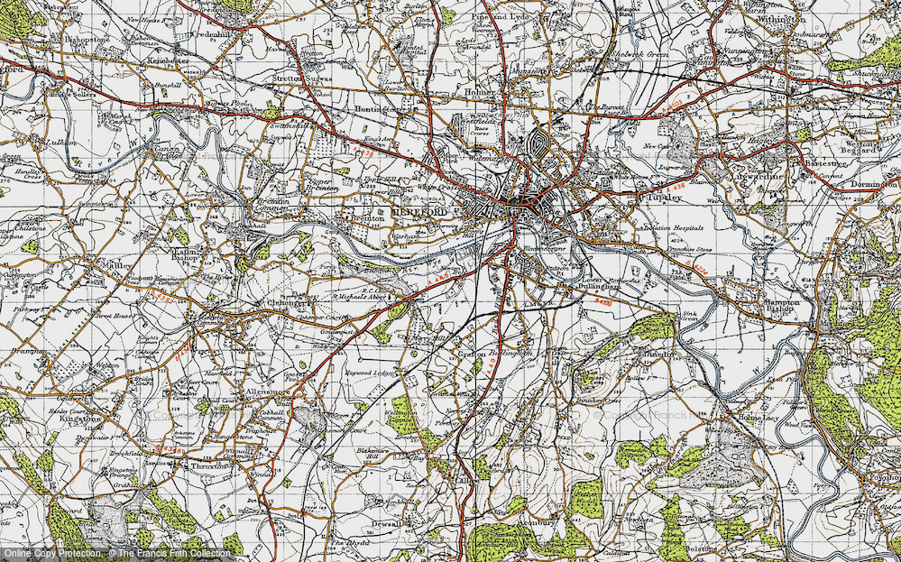 Old Map of Historic Map covering Belmont Abbey in 1947