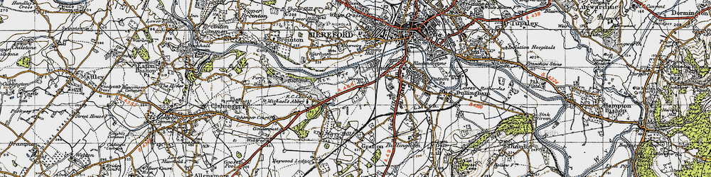 Old map of Hunderton in 1947
