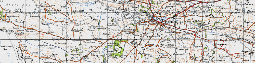 Old map of Hundleton in 1946