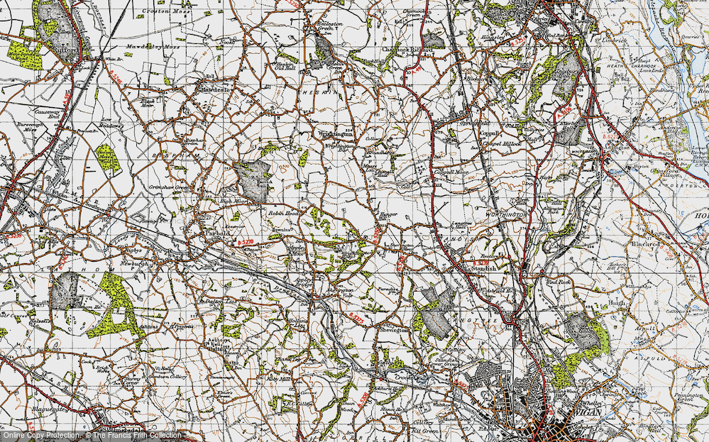 Old Map of Hunger Hill, 1947 in 1947