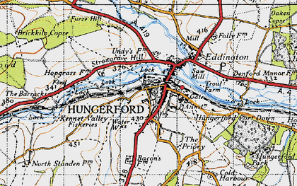 Old map of Hungerford in 1945