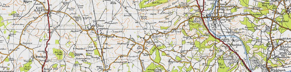 Old map of Hungerford Green in 1947