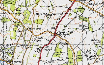 Old map of Hungerford Newtown in 1945