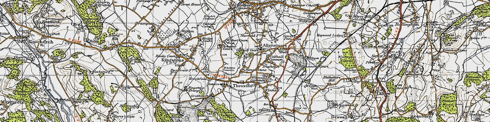 Old map of Hungerstone in 1947