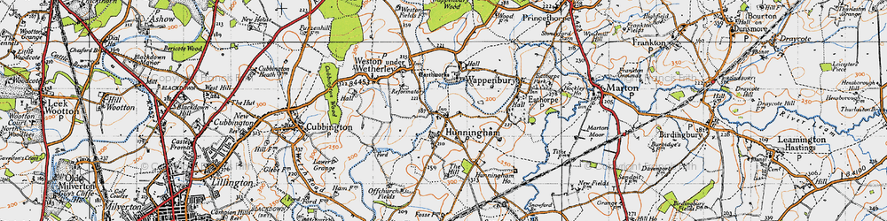 Old map of Hunningham in 1946