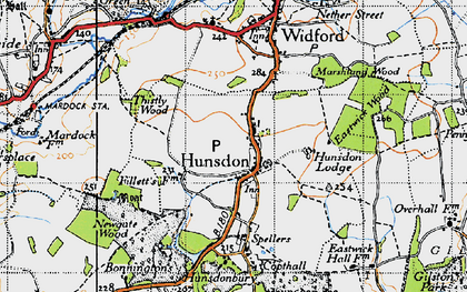 Old map of Hunsdon in 1946