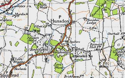 Old map of Bonningtons in 1946