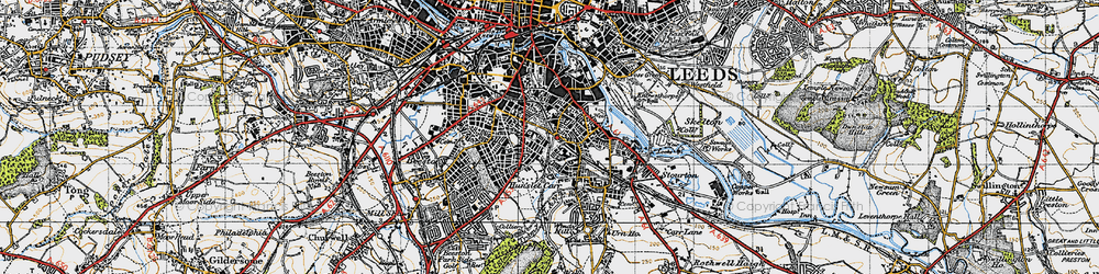 Old map of Hunslet in 1947