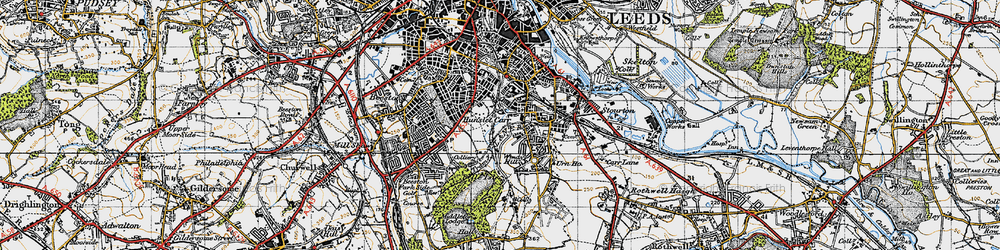 Old map of Hunslet Carr in 1947
