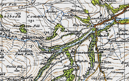 Old map of Hunstanworth in 1947