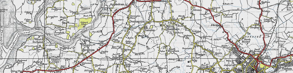 Old map of Hunston in 1945