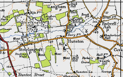 Old map of Hunston in 1946