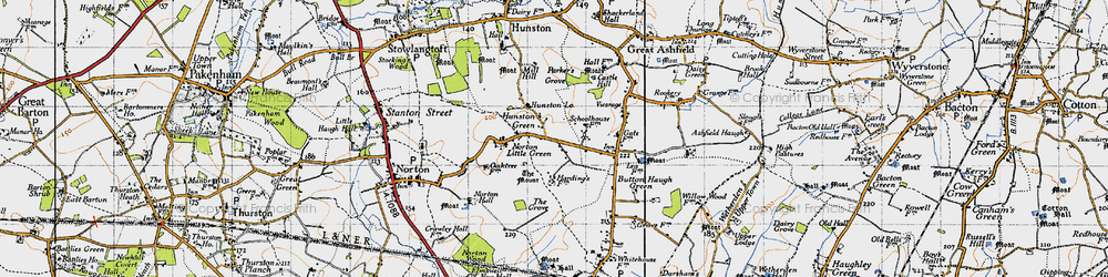 Old map of Hunston Green in 1946