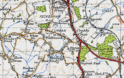 Old map of Hunt End in 1947