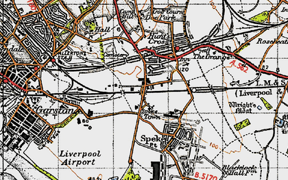 Old map of Hunt's Cross in 1947