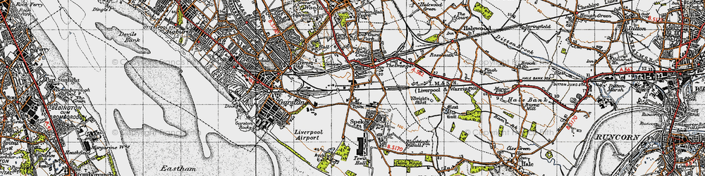 Old map of Hunt's Cross in 1947