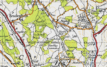 Old map of Hunt's Hill in 1947