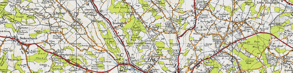 Old map of Hunt's Hill in 1947