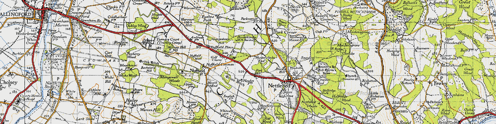 Old map of Huntercombe End in 1947