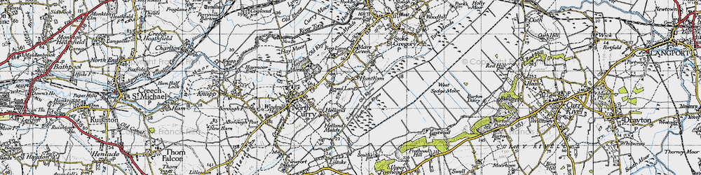 Old map of Huntham in 1945