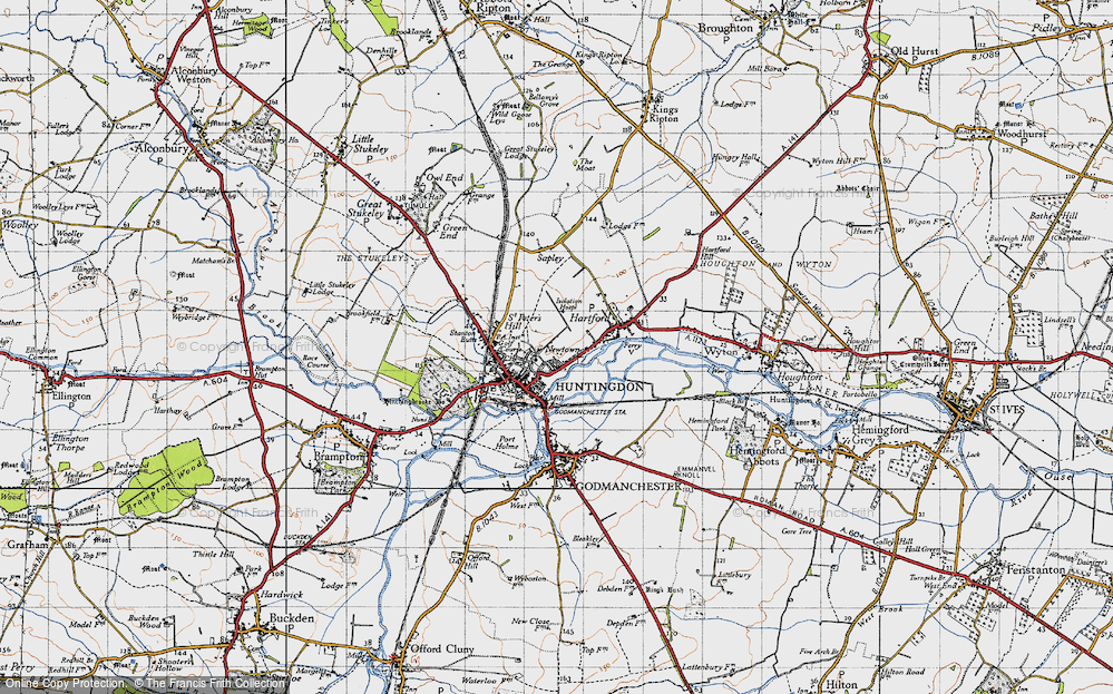 Old Map of Huntingdon, 1946 in 1946