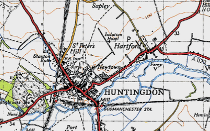 Old map of Huntingdon in 1946