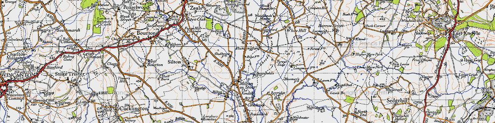 Old map of Huntingford in 1945