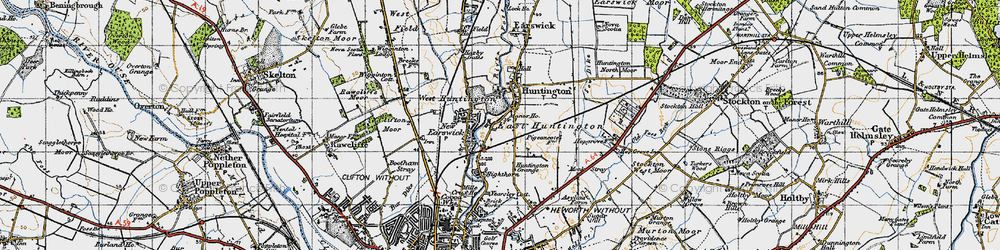 Old map of Monks Cross in 1947
