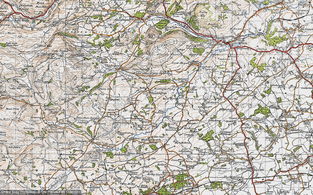 Old Map of Historic Map covering Llanarrow Cott in 1947