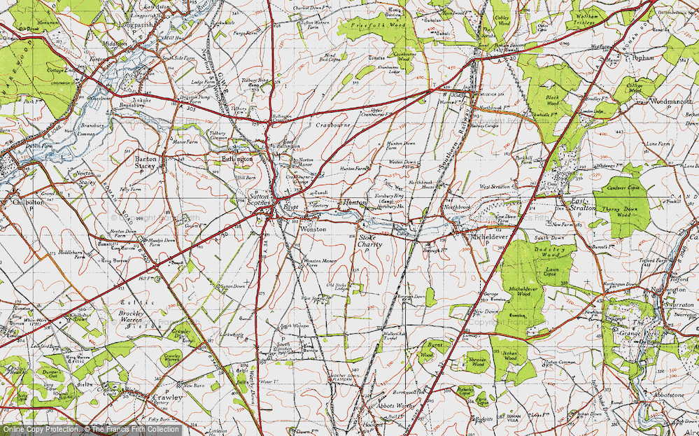 Old Map of Hunton, 1945 in 1945