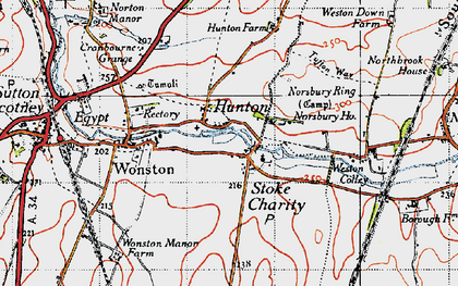 Old map of Hunton in 1945