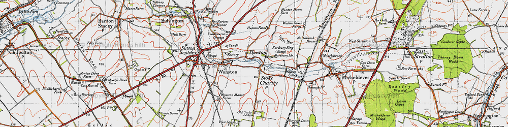 Old map of Hunton in 1945