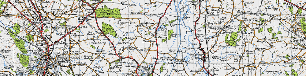 Old map of Hunts Green in 1946