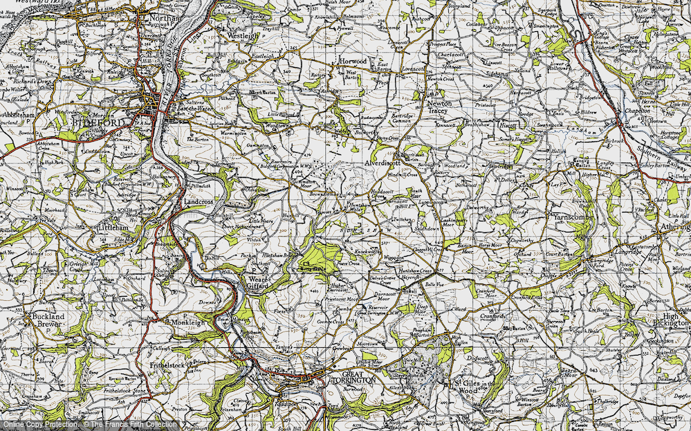 Old Map of Huntshaw Water, 1946 in 1946
