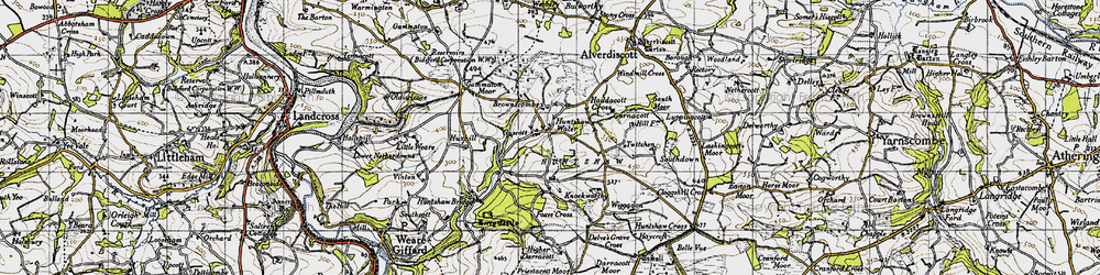 Old map of Huntshaw Water in 1946