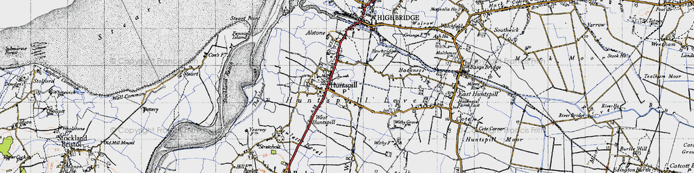 Old map of Huntspill in 1946